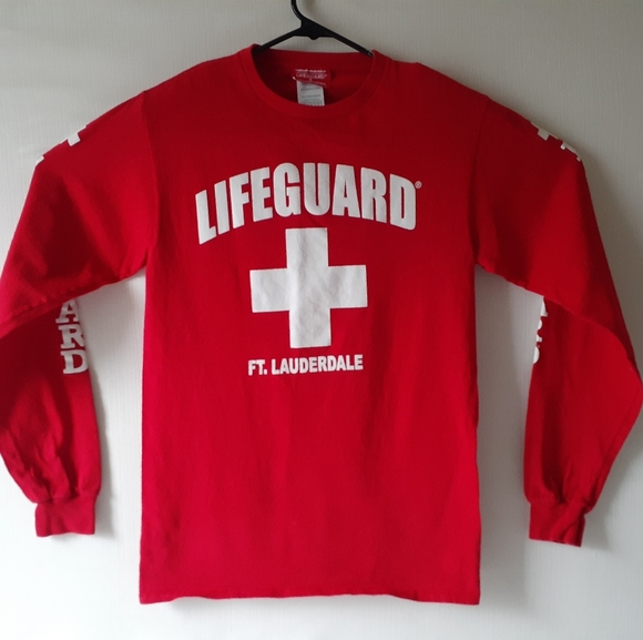 Lifeguard Fort Lauderdale men's red long sleeve graphic T-shirt size S - Picture 2 of 10